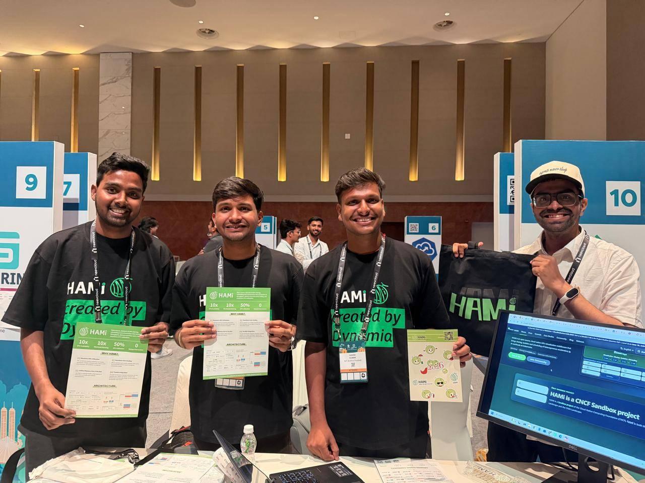 HAMi community contributors at the KubeCon India Project Pavilion booth